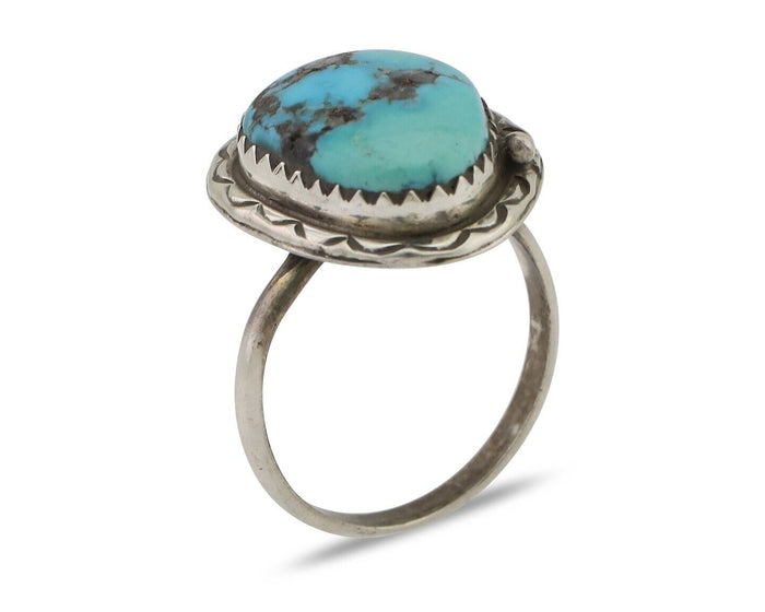 Navajo Ring 925 Silver Natural Turquoise Native American Artist C.80's