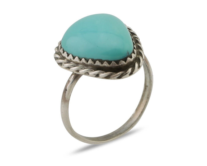 Navajo Ring 925 Silver Natural Turquoise Native American Artist C.80's