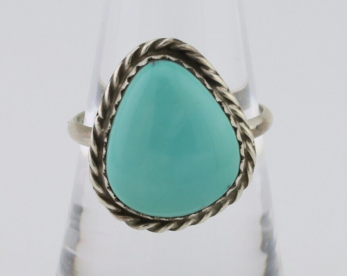 Navajo Ring 925 Silver Natural Turquoise Native American Artist C.80's