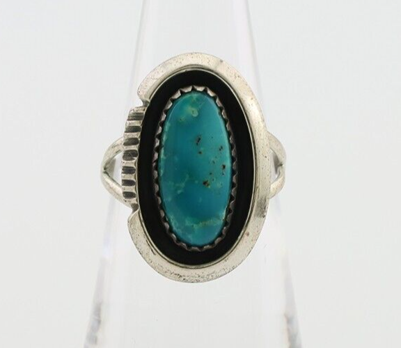 Navajo Ring 925 Silver Natural Turquoise Native American Artist C.80's