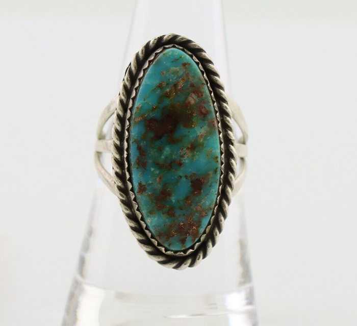 Navajo Ring 925 Silver Natural Turquoise Native American Artist C.80's