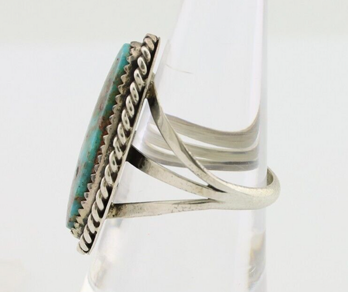 Navajo Ring 925 Silver Natural Turquoise Native American Artist C.80's