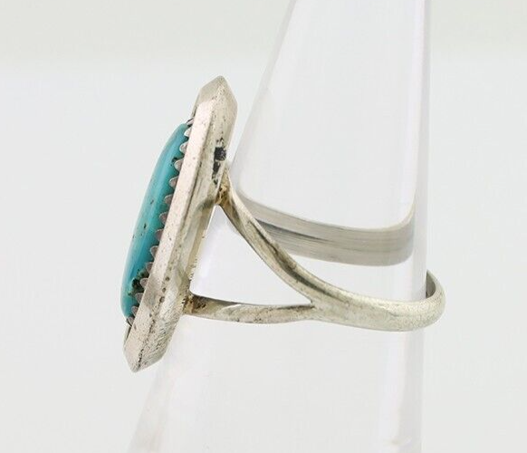 Navajo Ring 925 Silver Natural Turquoise Native American Artist C.80's