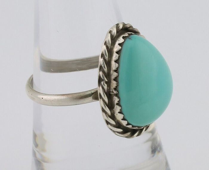 Navajo Ring 925 Silver Natural Turquoise Native American Artist C.80's