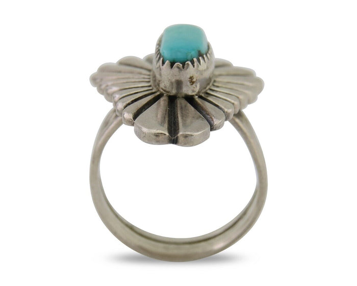 Navajo Ring 925 Silver Natural Turquoise Native American Artist Size 5.25