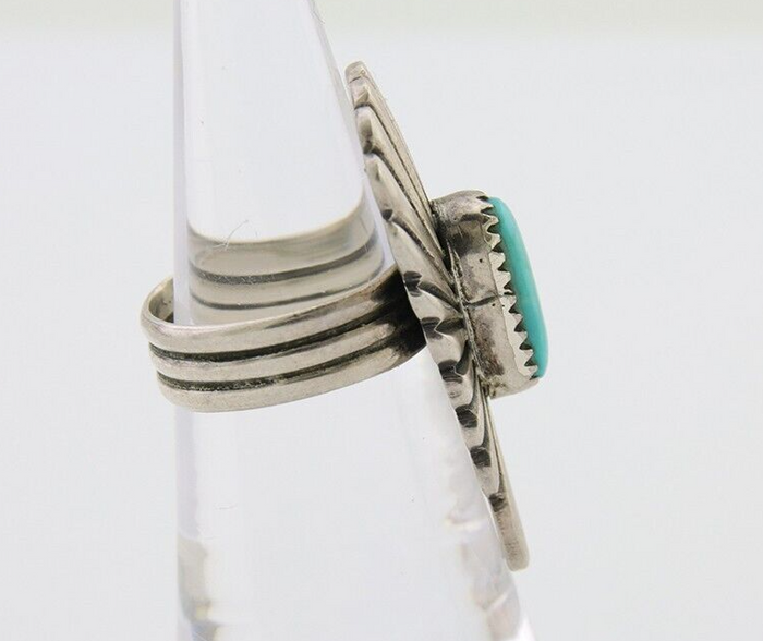 Navajo Ring 925 Silver Natural Turquoise Native American Artist Size 5.25