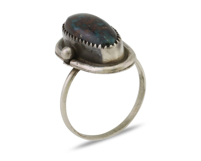 Navajo Ring 925 Silver Natural Turquoise Signed Henrietta Yesele C.80's