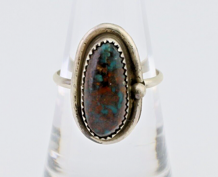 Navajo Ring 925 Silver Natural Turquoise Signed Henrietta Yesele C.80's