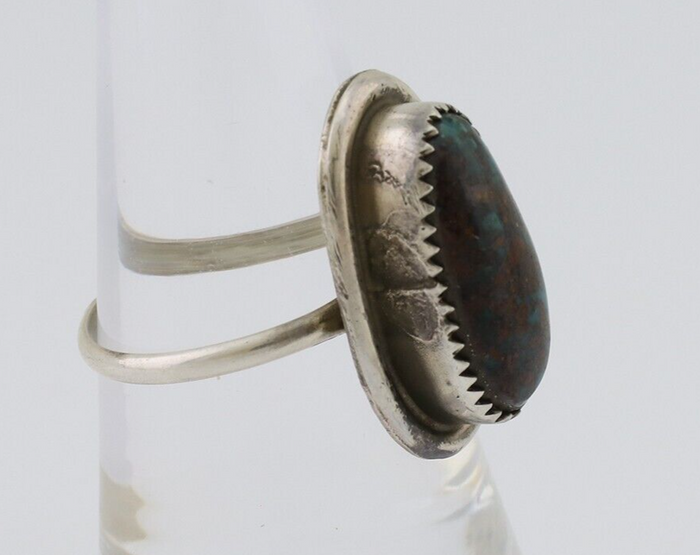 Navajo Ring 925 Silver Natural Turquoise Signed Henrietta Yesele C.80's