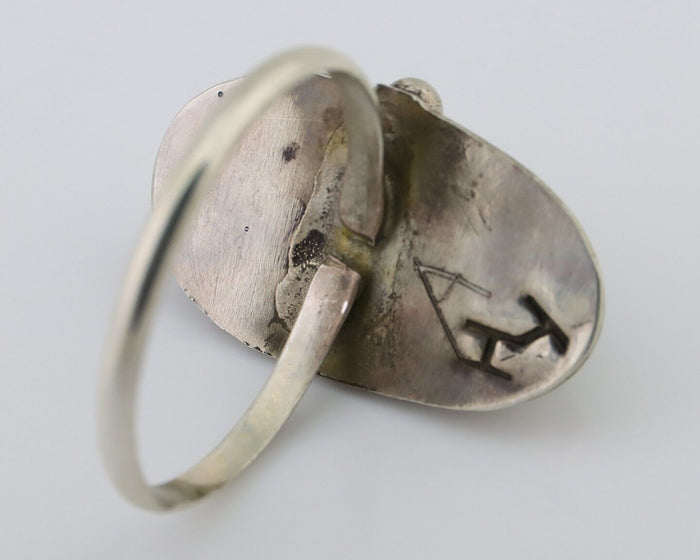 Navajo Ring 925 Silver Natural Turquoise Signed Henrietta Yesele C.80's