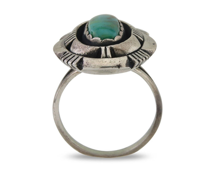 Navajo Ring 925 Silver Natural Turquoise Signed Leonard & Marian Nez C.80's