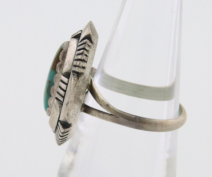 Navajo Ring 925 Silver Natural Turquoise Signed Leonard & Marian Nez C.80's