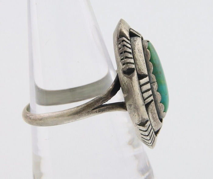 Navajo Ring 925 Silver Natural Turquoise Signed Leonard & Marian Nez C.80's