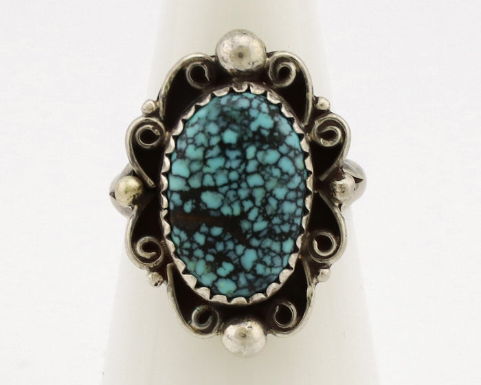 Navajo Ring .925 Silver Nevada Turquoise Native American Artist TALHAT C.1980's