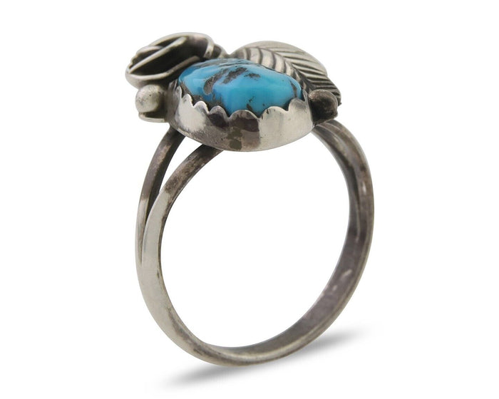 Navajo Ring 925 Silver Sleeping Beauty Turquoise Native American Artist C.80's