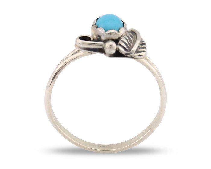 Navajo Ring .925 Silver Sleeping Beauty Turquoise Native American Artist C.80's