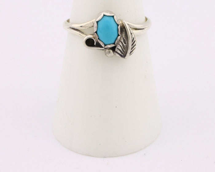 Navajo Ring .925 Silver Sleeping Beauty Turquoise Native American Artist C.80's