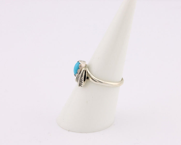 Navajo Ring .925 Silver Sleeping Beauty Turquoise Native American Artist C.80's
