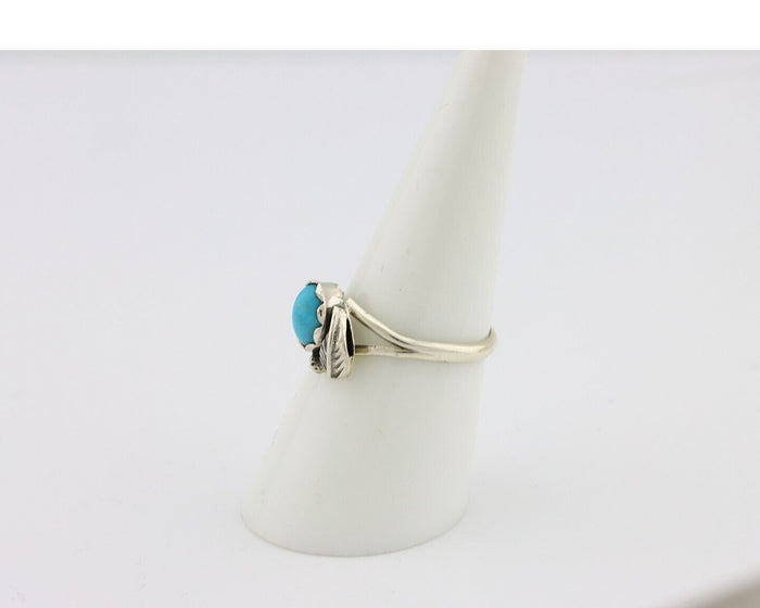 Navajo Ring .925 Silver Sleeping Beauty Turquoise Native American Artist C.80's
