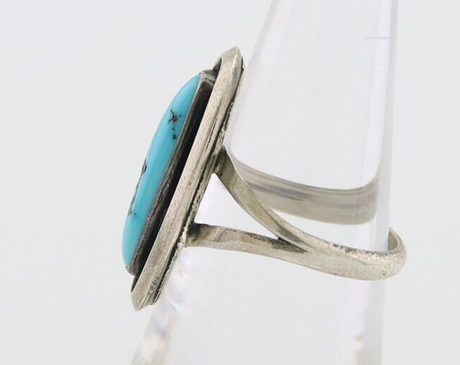 Navajo Ring 925 Silver Sleeping Beauty Turquoise Native American Artist C.80's