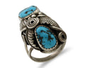 Navajo Ring 925 Silver Sleeping Beauty Turquoise Signed GR C.80's