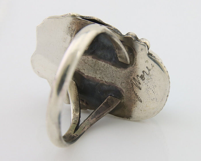 Navajo Ring 925 Silver Sleeping Beauty Turquoise Signed Justin Morris C.80's