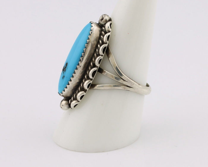 Navajo Ring 925 Silver Sleeping Beauty Turquoise Signed SC C.80's