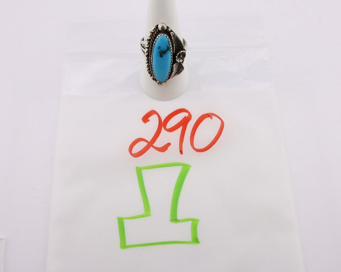 Navajo Ring 925 Silver Sleeping Beauty Turquoise Signed SC C.80's