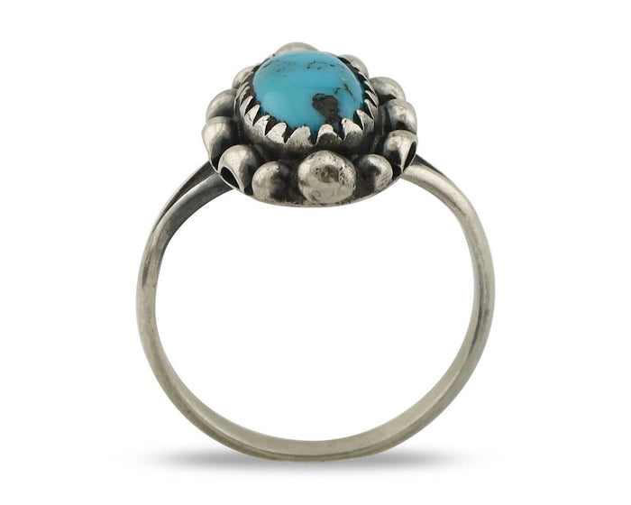 Navajo Ring 925 Silver Sleeping Beauty Turquoise Signed SkyStone Creations C80s