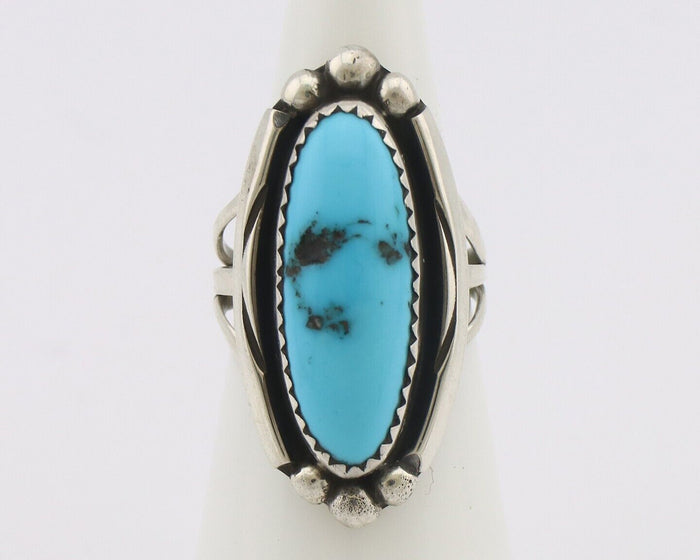 Navajo Ring .925 Silver Sleeping Beauty Turquoise Signed SkyStone Creations C80s