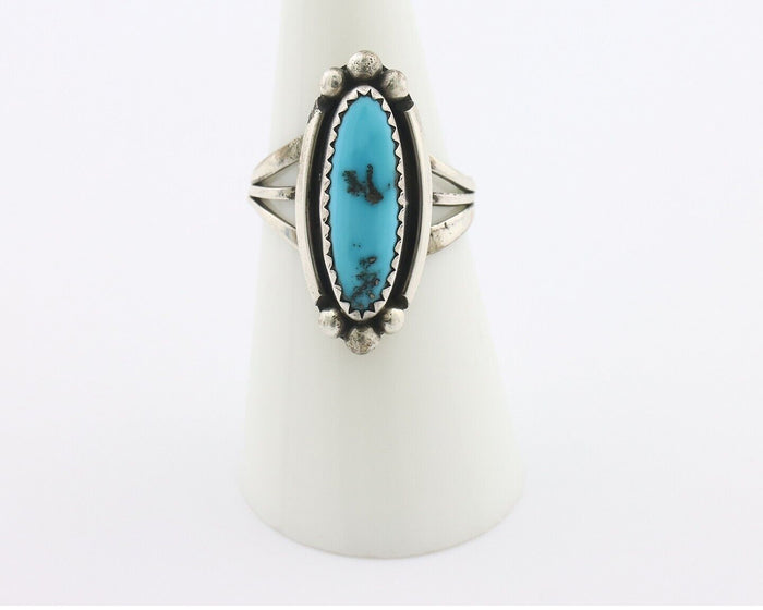 Navajo Ring .925 Silver Sleeping Beauty Turquoise Signed SkyStone Creations C80s