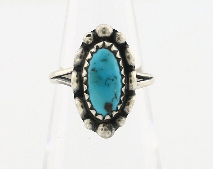 Navajo Ring 925 Silver Sleeping Beauty Turquoise Signed SkyStone Creations C80s