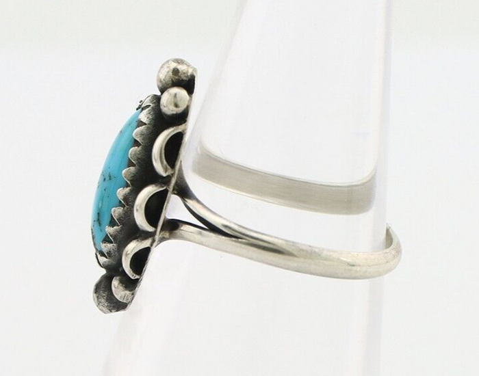 Navajo Ring 925 Silver Sleeping Beauty Turquoise Signed SkyStone Creations C80s