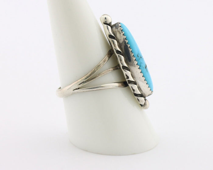 Navajo Ring .925 Silver Sleeping Beauty Turquoise Signed SkyStone Creations C80s