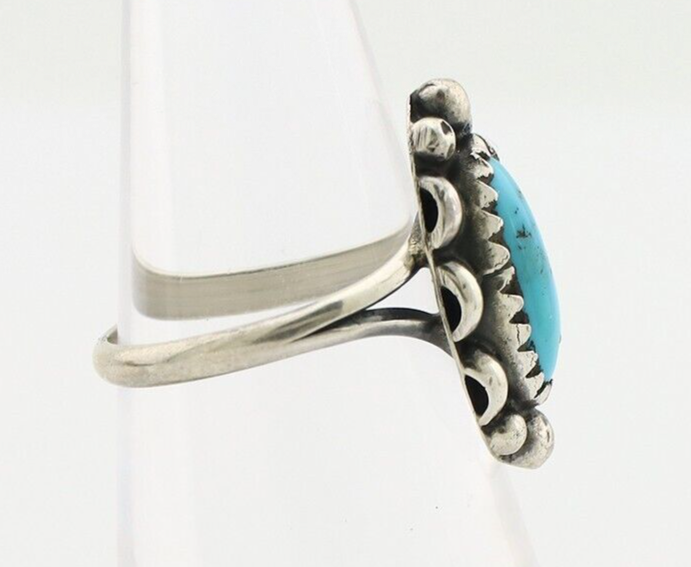 Navajo Ring 925 Silver Sleeping Beauty Turquoise Signed SkyStone Creations C80s