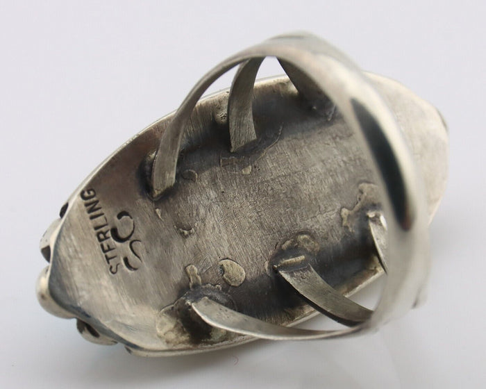 Navajo Ring .925 Silver Sleeping Beauty Turquoise Signed SkyStone Creations C80s