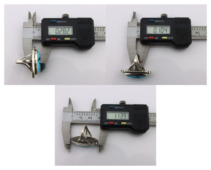 Navajo Ring .925 Silver Sleeping Beauty Turquoise Signed SkyStone Creations C80s