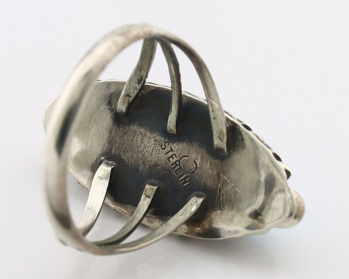 Navajo Ring .925 Silver Sleeping Beauty Turquoise Signed SkyStone Creations C80s