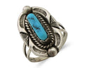 Navajo Ring 925 Silver Sleeping Beauty Turquoise Signed V & N EDSITTY C.80's