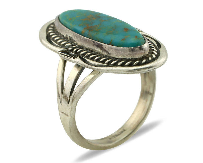 Navajo Ring 925 Silver Southwest Blue Turquoise Artist Signed Begay C.80's