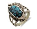 Navajo Ring .925 Silver Spiderweb Turquoise Artist Signed Circle JW C.80's