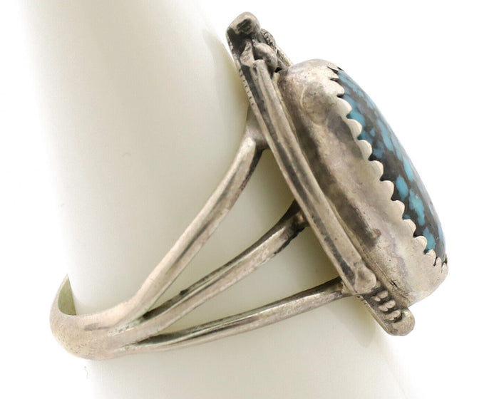 Navajo Ring .925 Silver Spiderweb Turquoise Artist Signed Circle JW C.80's