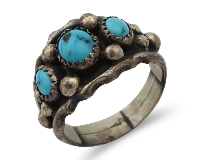 Navajo Ring 925 Silver Turquoise Artist Signed E SkyStone Creations C.80's