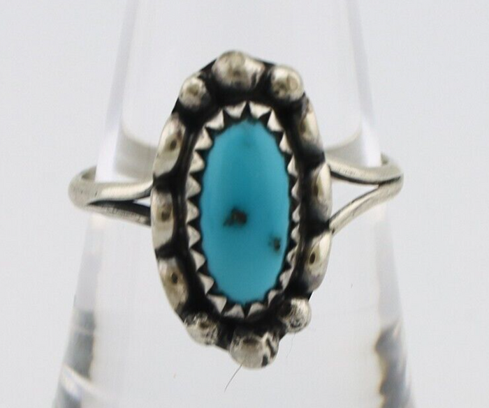 Navajo Ring 925 Silver Turquoise Artist Signed SkyStone Creations C.80's
