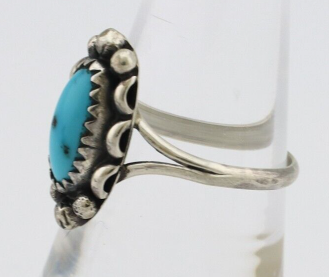 Navajo Ring 925 Silver Turquoise Artist Signed SkyStone Creations C.80's