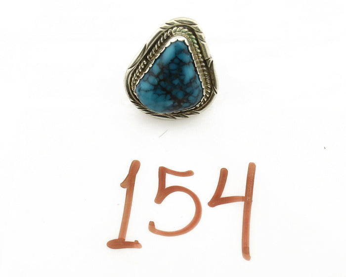 Navajo Ring .925 Silver Turquoise Mountain Artist Signed AC C.80's