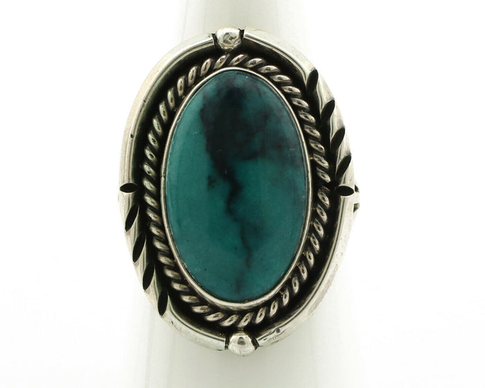 Navajo Ring .925 Silver Turquoise Mountain Artist Signed EA C.80's