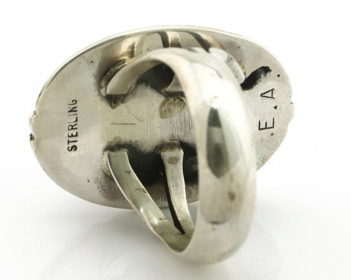 Navajo Ring .925 Silver Turquoise Mountain Artist Signed EA C.80's