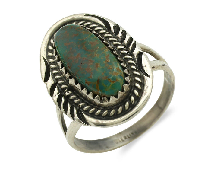 Navajo Ring .925 Silver Turquoise Mountain Native American Artist C.1980's