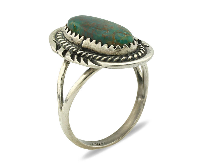 Navajo Ring .925 Silver Turquoise Mountain Native American Artist C.1980's